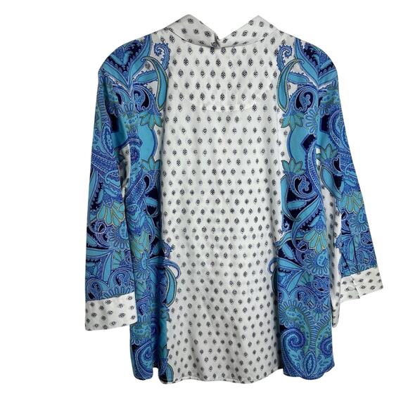 Chico’s No Iron Paisley Mirror Shirt Women’s Size XL 3 Button Front Colorful - Picture 4 of 11